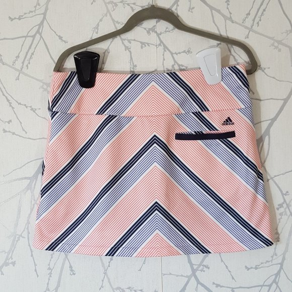 Adidas Climacool Orange & Blue Geometric Striped Skort - Picture 2 of 4